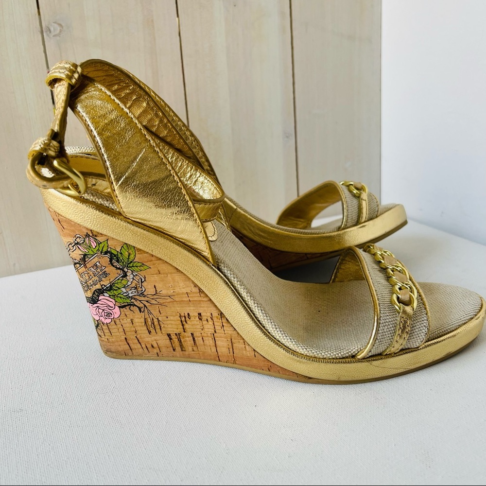 COACH WEDGES Gold ELLETTE Size 8.5
